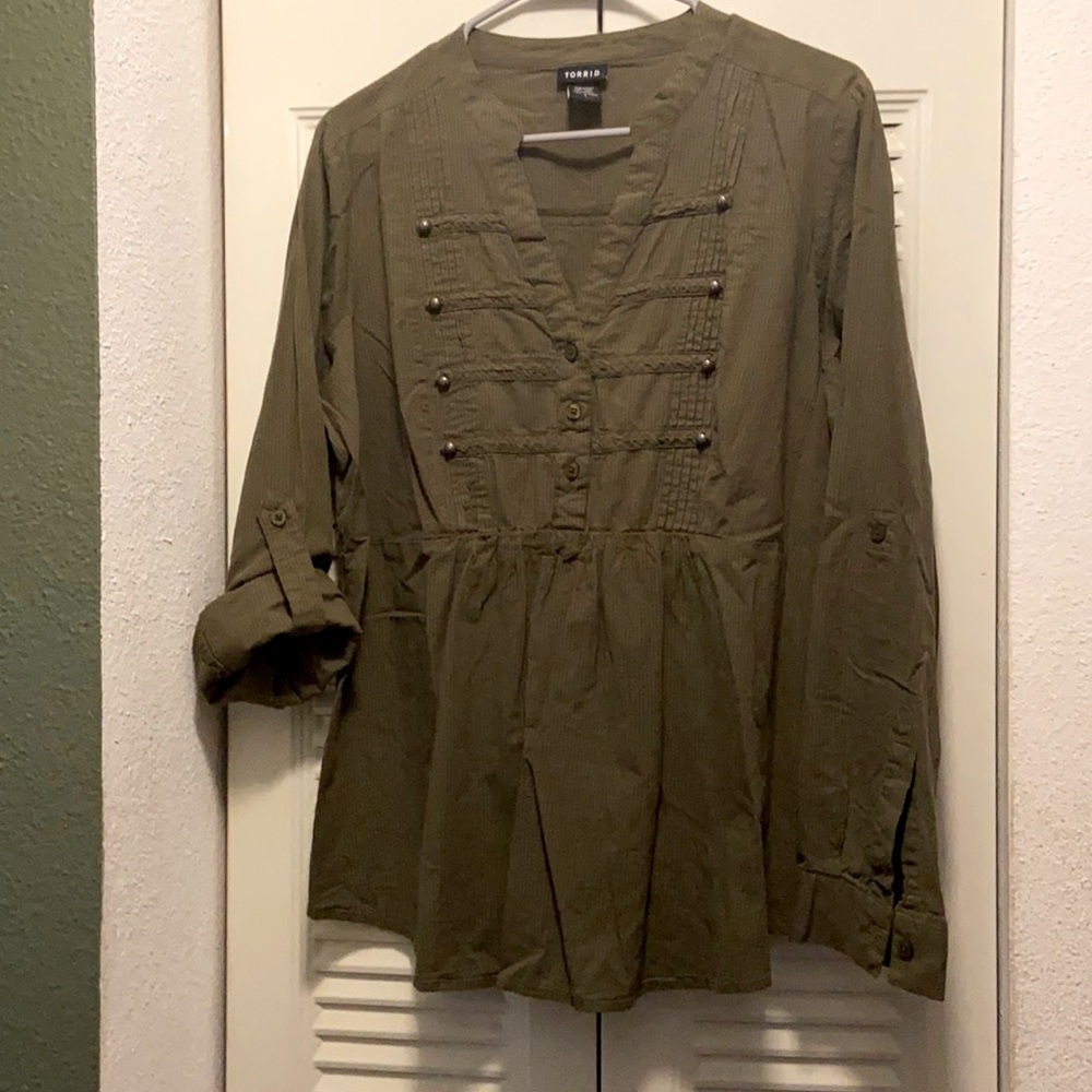 Torrid Military-Style Babydoll Top Size 1